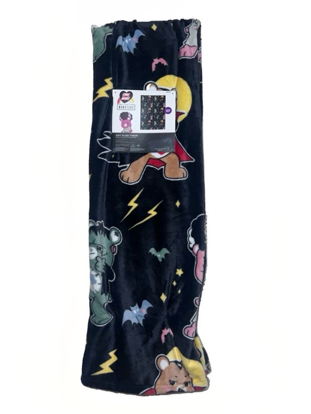 New Care Bears x Universal Monsters Halloween Plush Throw Blanket 50"X 70" NWT